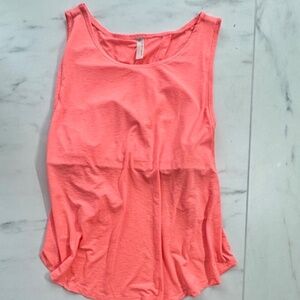 Free People Movement Open Back Tank|Coral Pink Built-In Bra|Sz.Small|Tiny Stains
